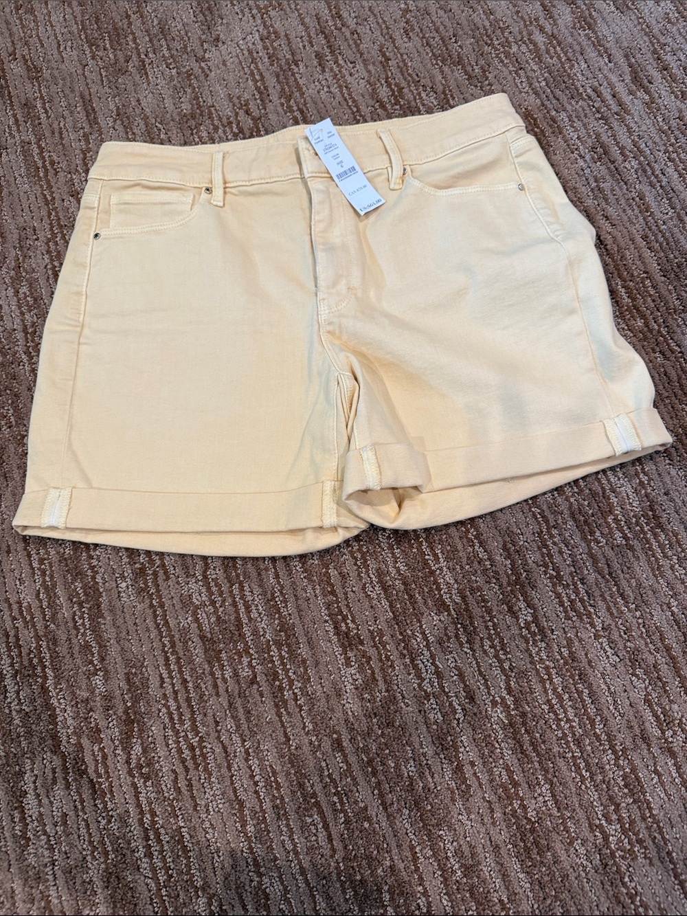 White House Black Market Light Cream Denim Roll-Cuff Shorts